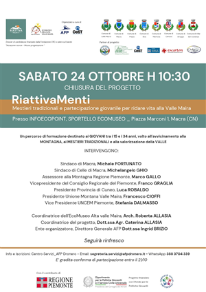 Progetto “RiattivaMenti” - Macra 24 ottobre 2026 - Evento finale
