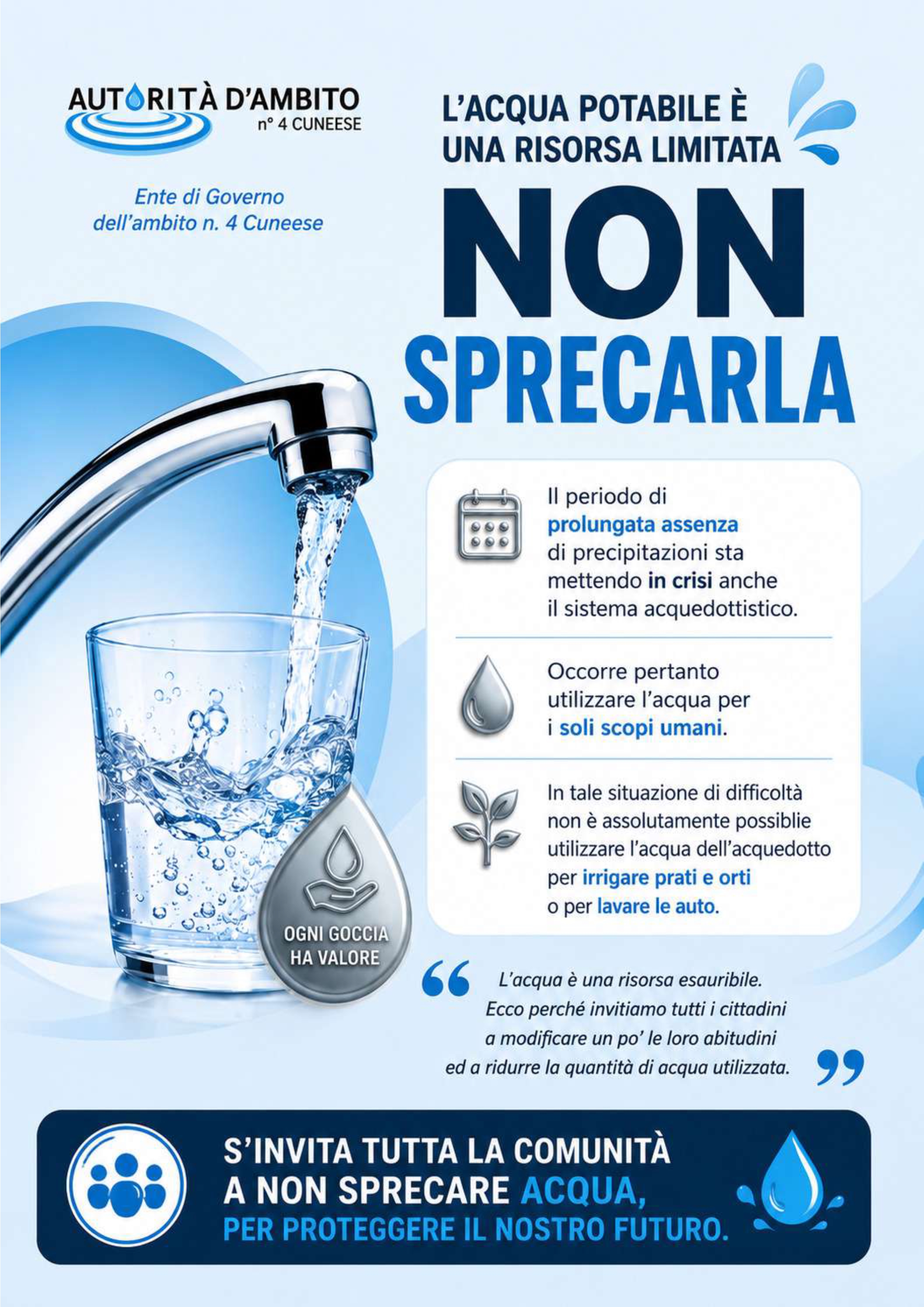 Uso responsabile dellacqua: lappello dellATO/4 Cuneese